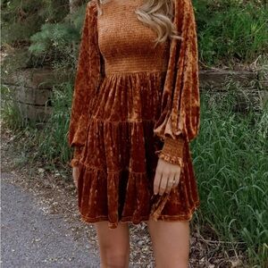 Baltic Born Kele Crushed Velvet Mini Dress | Light Copper